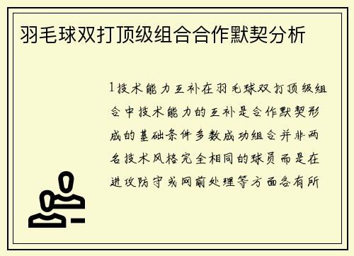 羽毛球双打顶级组合合作默契分析